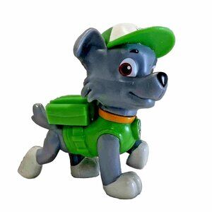 Paw Patrol Rocky Action Pup Figure 2.75” Green Cap Backpack Cake Topper Toy